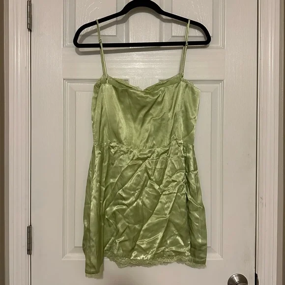 Meshki Light Green Satin Mini Dress - Picture 3 of 8